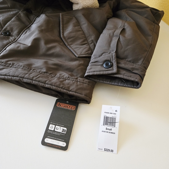 Frank And Oak Aviator Jacket Men Green Sherpa Collar Thermore Insulated Sz Small - Picture 7 of 13